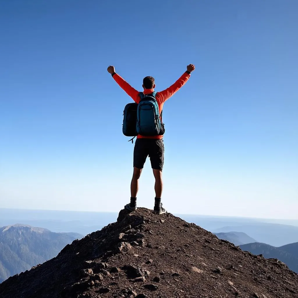 Man on a mountain peak